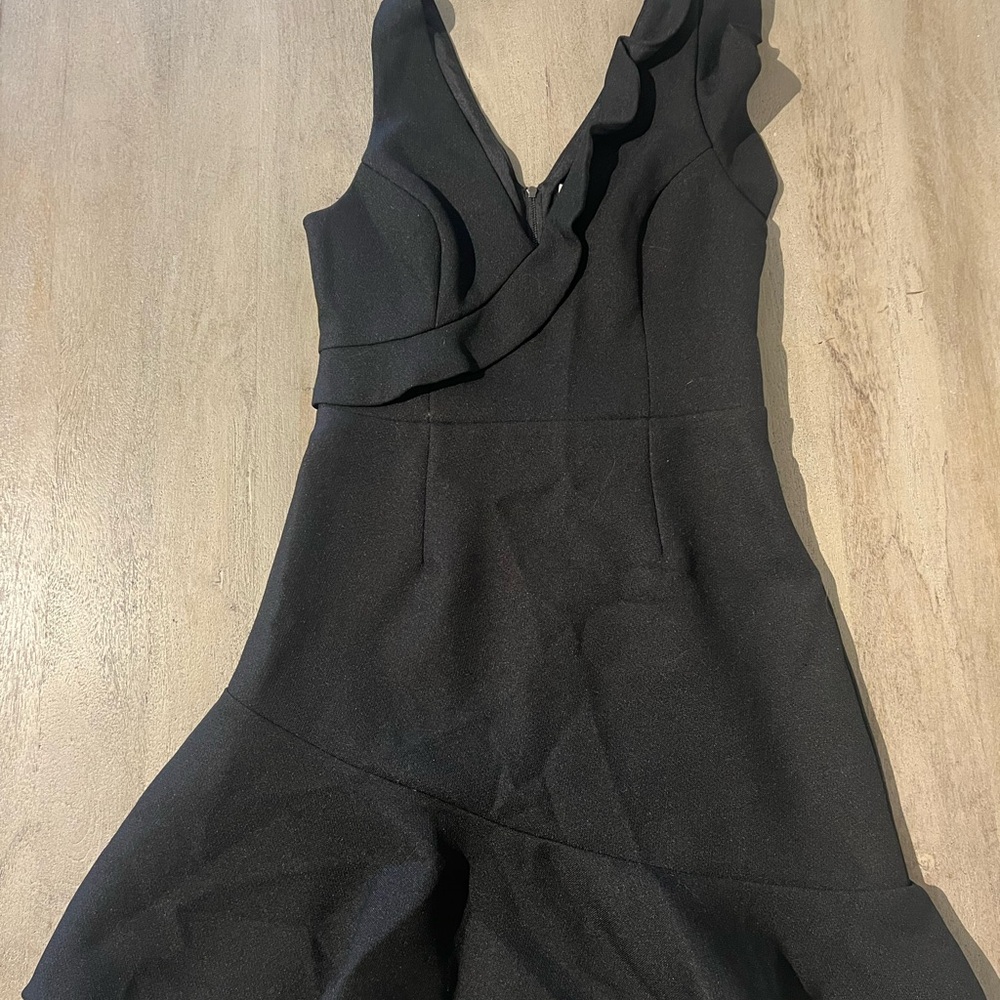 Shilla The Label - Black V-Neck Ruffled Asymmetrical Dress (BRAND NEW)